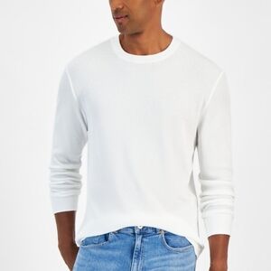 Club Room Men's White Long-Sleeve Thermal Crewneck T-Shirt Size L